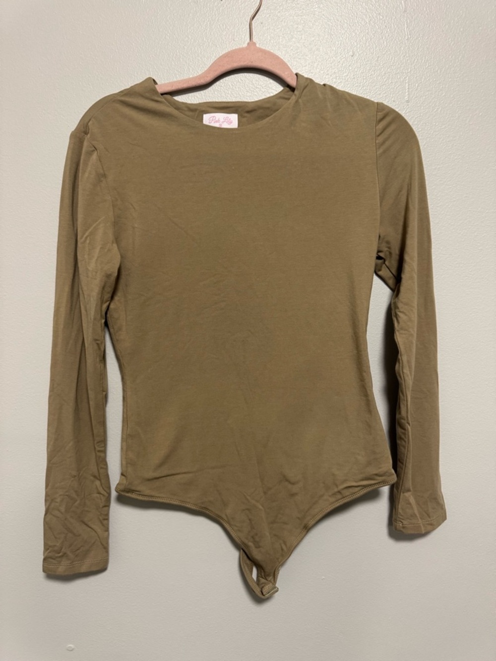 Pink Lily Soft Stretch Brown Long Sleeve Bodysuit